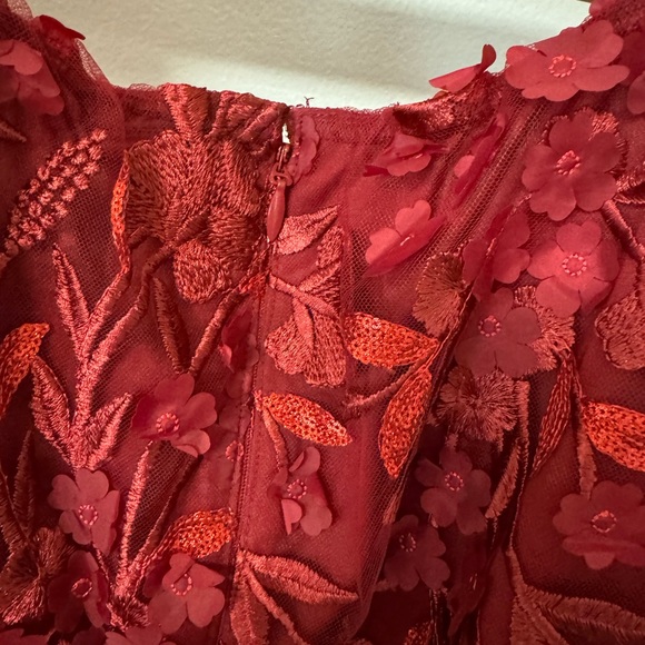 Torrid Mini Textured Floral 3D Flower Embroidery Mesh Puff Sleeve Skater Dress - Picture 9 of 11